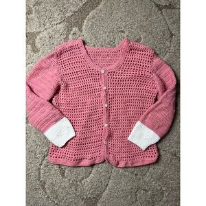 Crochet knit cardigan handmade button down size XL